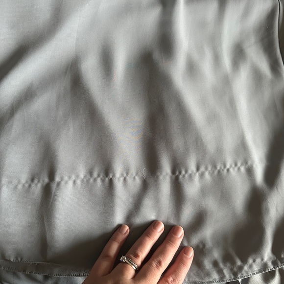 David’s Bridal Dusty Blue Cowl Neck Chiffon Dress - Picture 4 of 7